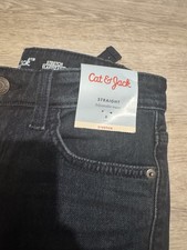 Cat  Jack Boys Straight Jeans Size 8 Blue Adjustable Waist Stretch Denim