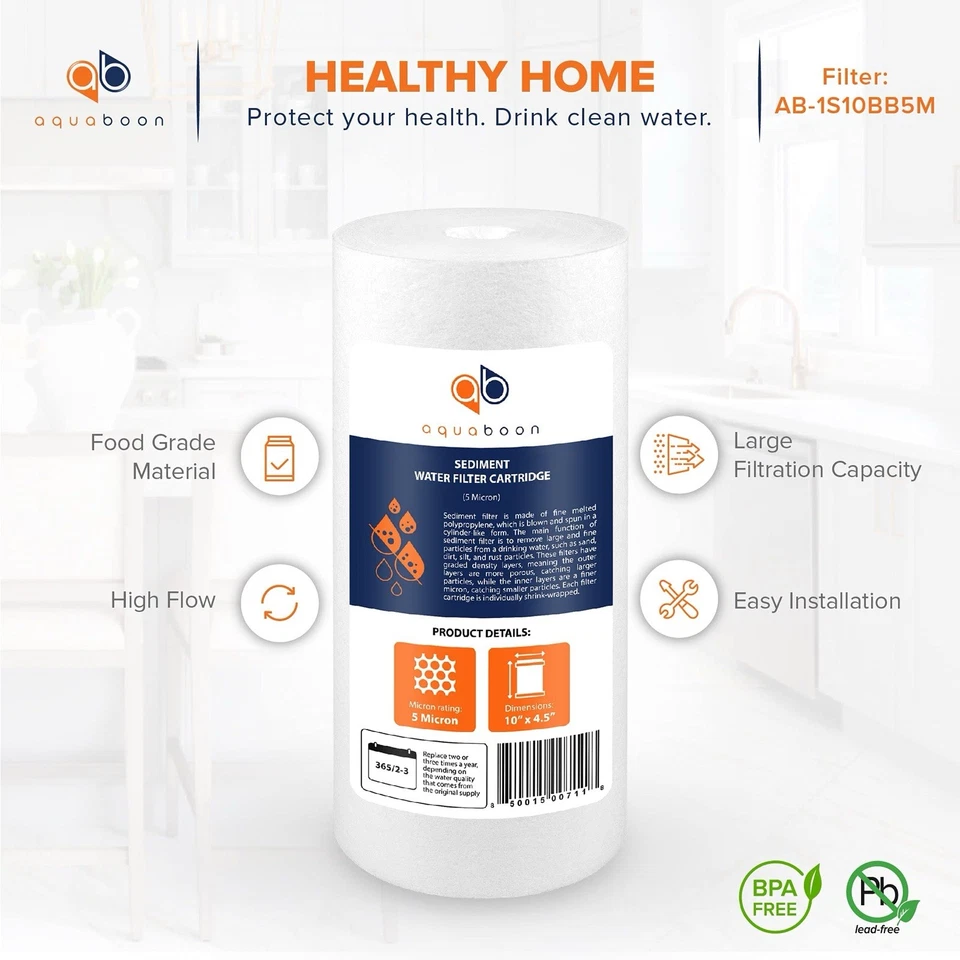 20-PACK of Aquaboon Sediment Water Filter Whole House Big Blue 5 Micron 10"x4.5" - Image 4 of 4