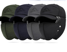 Men Winter Ear Flap Trapper Hat Face Mask Fur Aviator Thermal Warm Snow Ski Cap