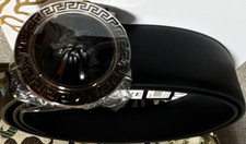 Versace Men's Black Dress Belt Gold Medusa Buckle Adjustable Designer Size 38