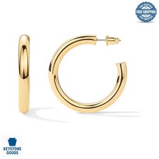 14K Gold Plated Chunky Open Hoop Earrings for Women, 40mm, Lightweight  Trendy
