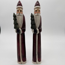 Vintage 13  Tall Composite Santa Figurines x2