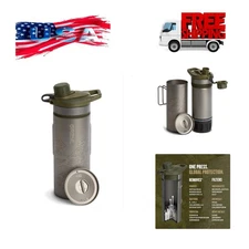 GeoPress Titanium 24 oz Water Purifier Bottle with Cooking Lid - Olive Drab