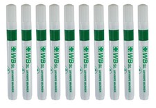 Hainenko 871004 WB SL Bullet Tip Dry Wipe Marker - Green Pack of 10 