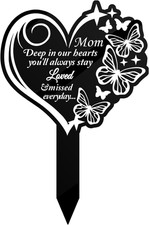 Memorial Grave Markers Butterfly Plaque Stake - Metal Cemetery Garden Stake for