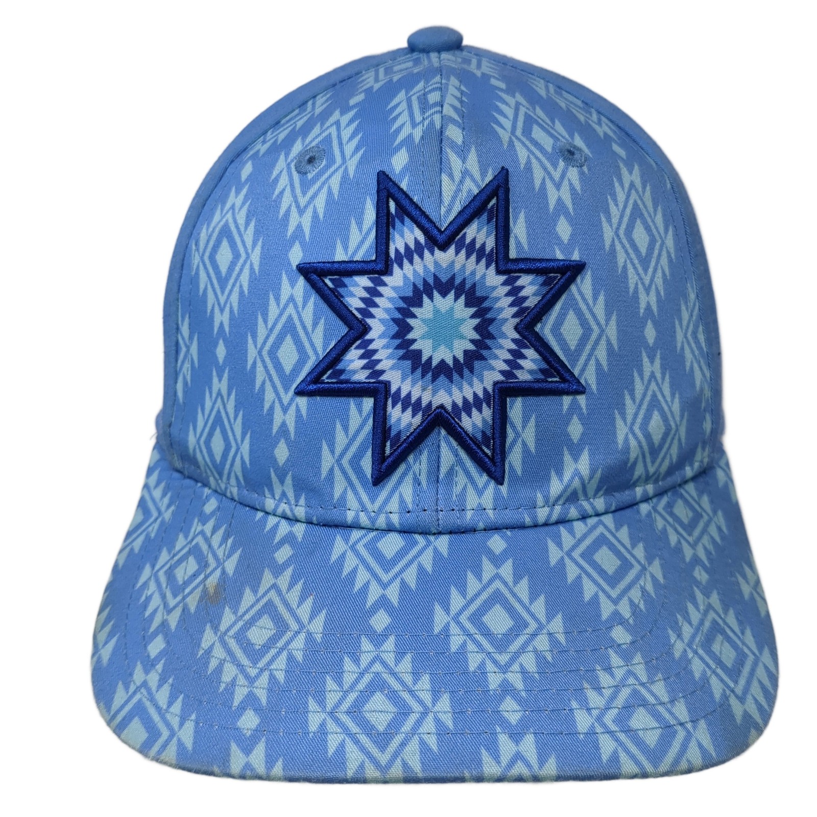 Geometric Pattern Snapback Cap Blue One Size Adju… - image 1