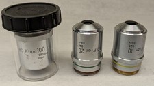 Nikon BD Plan 100, 20, and 10 objective lenses 331108 324684 324451