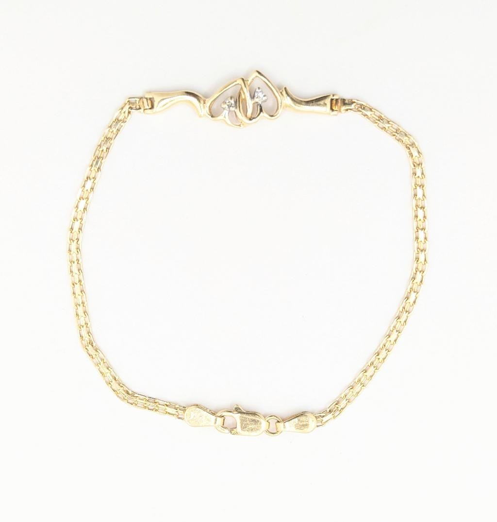 14K Solid Yellow Gold 2.7g Two Interlocking Heart… - image 7