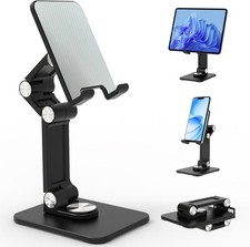 Foldable Phone Stand for Desk,360  Rotation Cell Phone Stand Holder Black