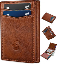 Trifold Wallet for Men - RFID Blocking Leather Slim Wallet with Magnetic Closure