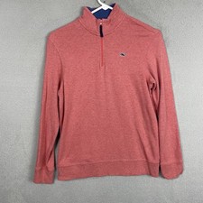 Vineyard Vines Sweater Youth Large Pink 1/4 Zip Mock Neck Pullover Whale Logo