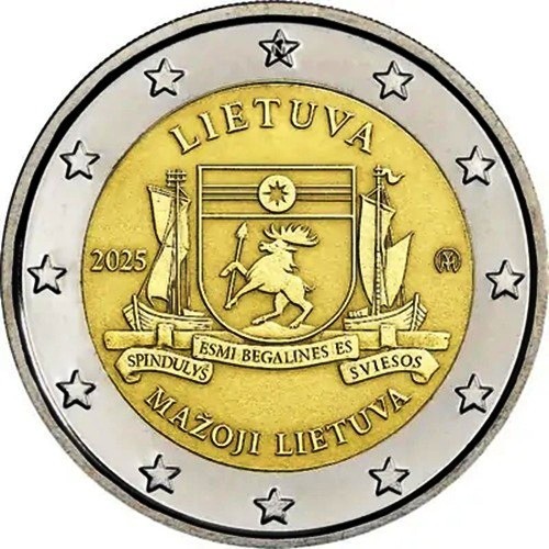 Lituanie 2 Euro 2025 Lituanie mineure - Mažoji Lietuva Commémorative UNC