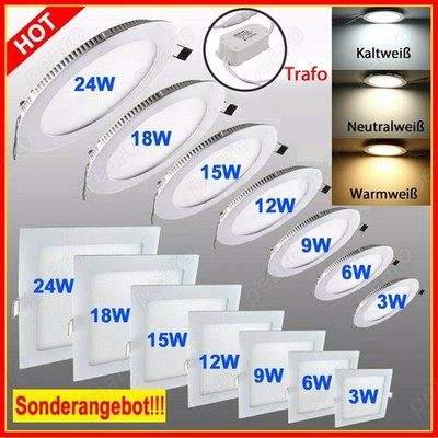 LED Panel Einbaustrahler Deckenleuchte Einbauleuchte spot Ultraslim Rund/Quadrat