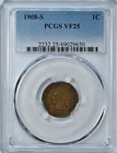 1908 S INDIAN HEAD Cent PCGS Graded VF25 Very Fine 25 Attractive Coin 2232