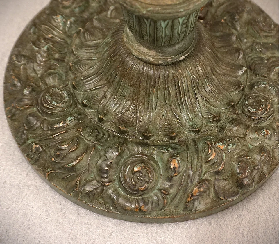 Miller Victorian Green Metal Lamp Base, c1900s Antique Original Paint, Tiffany - Image 4 of 4