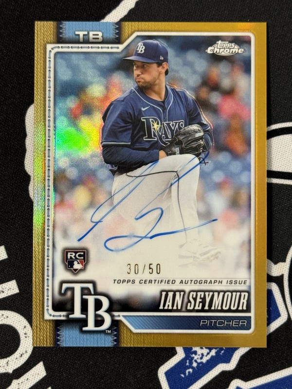 2026 Topps Chrome Ian Seymour RC On Card Auto GOLD Refractor #/50 Rays #RA-IS