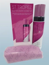 ST. TROPEZ SELF TAN BERRY SORBET KIT BRONZING MOUSSE 6.7 OZ & PINK MITT BOXED