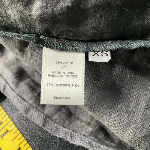 Cloth & Stone Top Womens Sz XS Olive Green Linen Cropped Button Tie Long Sleeves - Picture 6 of 10