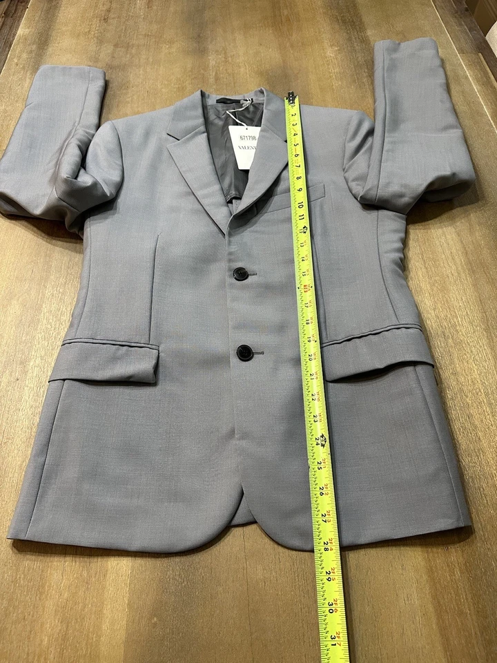 Abrigo Blazer Deportivo Valentino Hombre Lana Mohair Gris Talla 36 Sencillo Pecho Foto 3 de 4