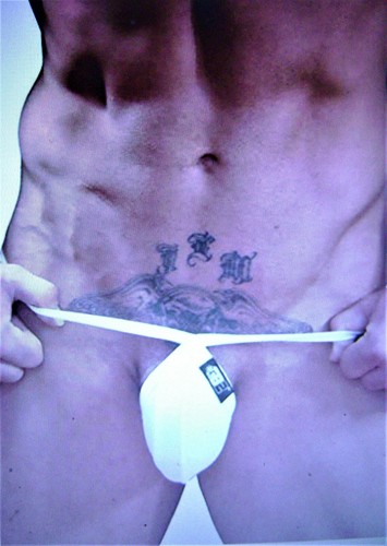 A RARE VINTAGE (2005), NEW GBGB, "GB2 LOGAN SLING JOCK" , MED WHITE, VERY SEXY