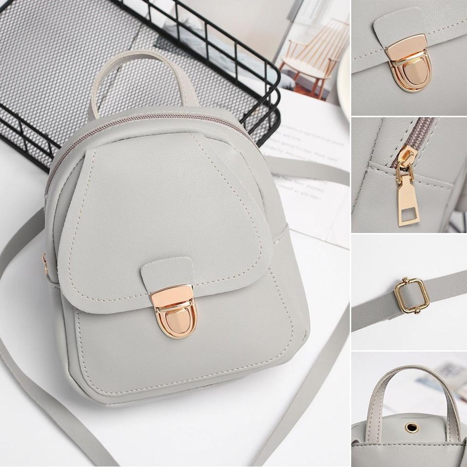 Small Bagpack Women PU Leather Shoulder Bag School Backpack Mini