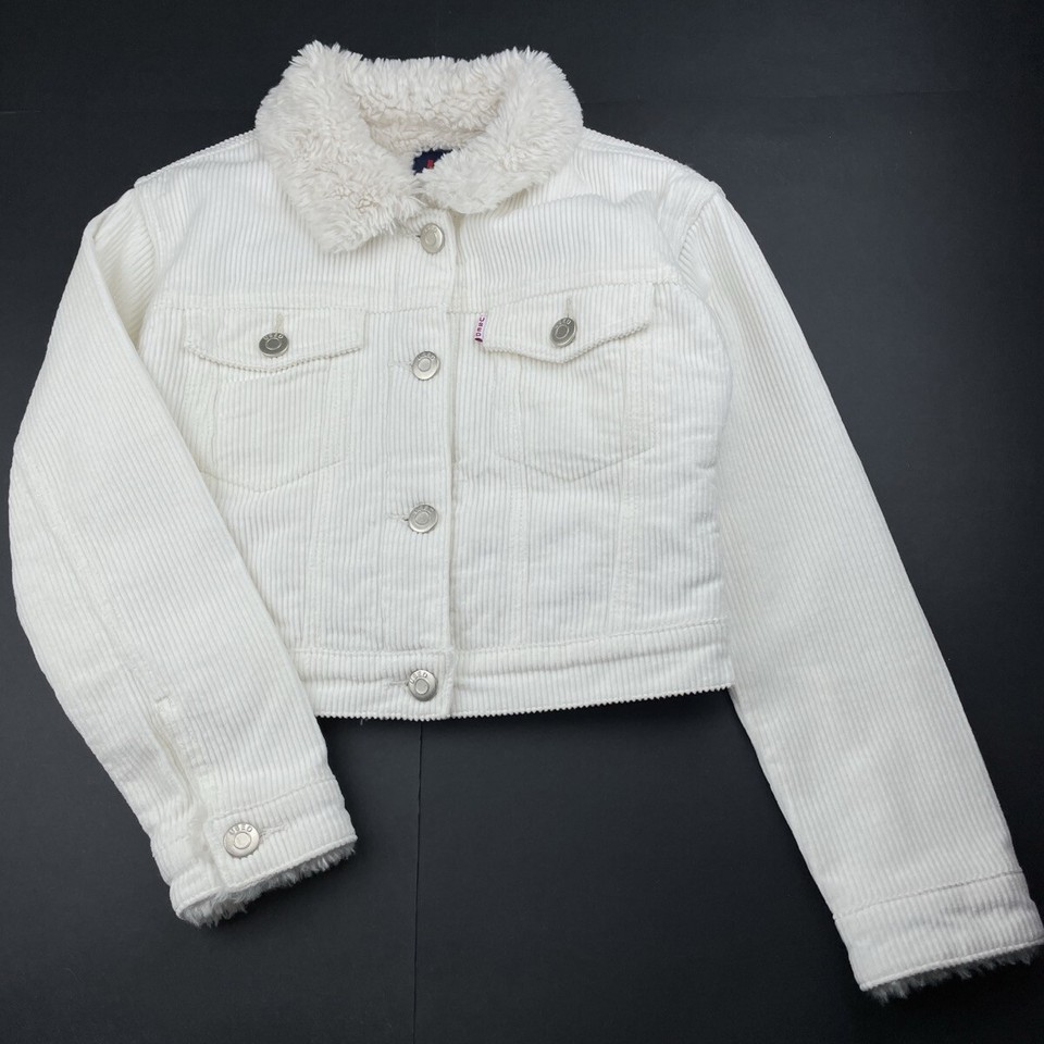 Womens size 8, USED, faux fur lined corduroy cotton jacket, EUC