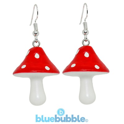 Bluebubble FEENWALD süße Fliegenpilz Ohrringe Kitsch Kawaii magische Pixie Elfe