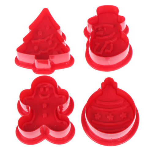 4X christmas cookie biscuit mold 3d cookie plunger cutter diy baking mou_IL
