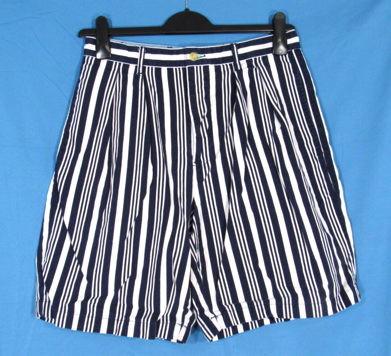 90s Tommy Hilfiger Navy/White Striped Pleated Chino Shorts Size 32  