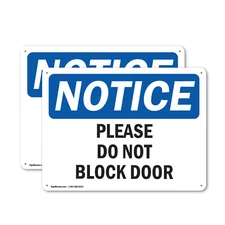 (2 Pack) Please Do Not Block Door OSHA Notice Sign Decal Metal Plastic