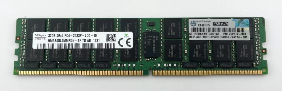 HPE 726722-B21 32GB (1x32GB) QRx4 DDR4-2133 CAS-15-15-15 Load Reduced Memory - Image 3 of 4