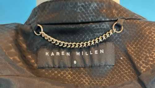 Karen Millen Faux Leather Reptile Embossed Jacket Sturdy Zipper Close Lined 8 - Picture 6 of 6