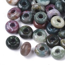 100 pcs Rondelle Natural Indian Agate Large Hole European Beads Crafts 10x4.5mm