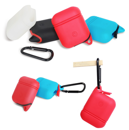 GUSCIO SILICONE CUSTODIA COVER APPLE AIRPODS 1 2 IMPERMEABILE GANCIO  MOSCHETTONE | eBay