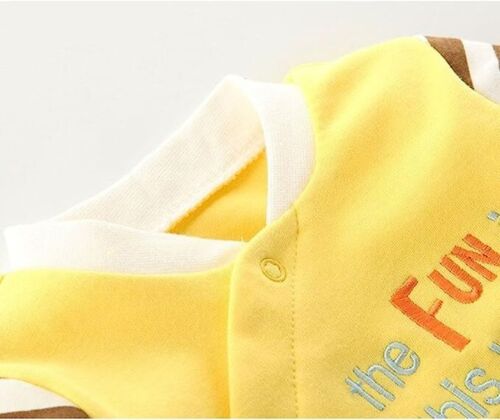 Vestito pagliaccetto neonato bambino cotone biologico scimmia gialla per ragazzo manica lunga - Foto 2 di 5
