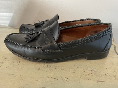 Men\'s ALLEN EDMONDS Woven Black Leather MAXFIELD 2 Tassel DESIGNER Shoes LOAFERS Allen Edmonds (BRAND NEW) Maxfield Black Leather Tassel  main image 3