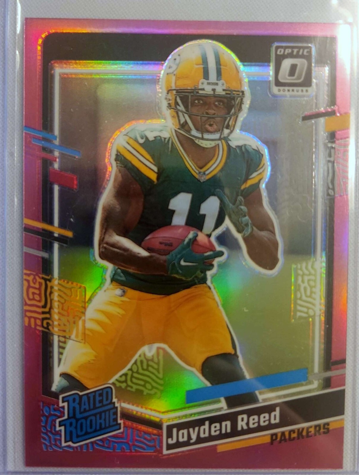 2023 Panini Donruss - Rated Rookie Optic Preview Pink Prizm #334 Jayden Reed