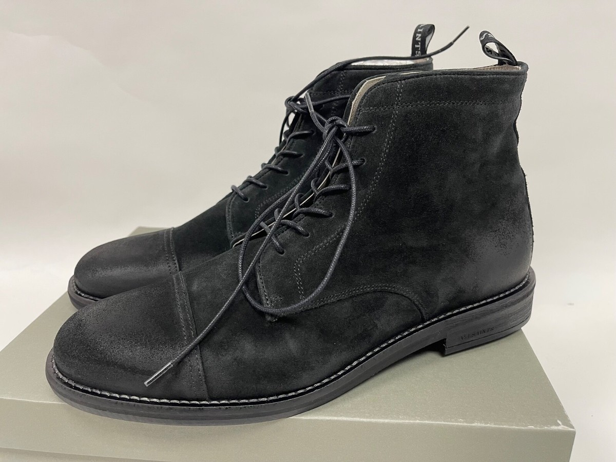 All Saints Mens Harland BLACK SUEDE Cap Toe Leather Boots New