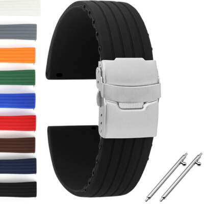 18-24mm Silikon Divers Strap Taucher Uhrenarmband Faltschließe Uhren Armband