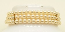 B001 Simple style 6mm 3 line cream color Pearl Stretch Bracelet Bridal Wedding