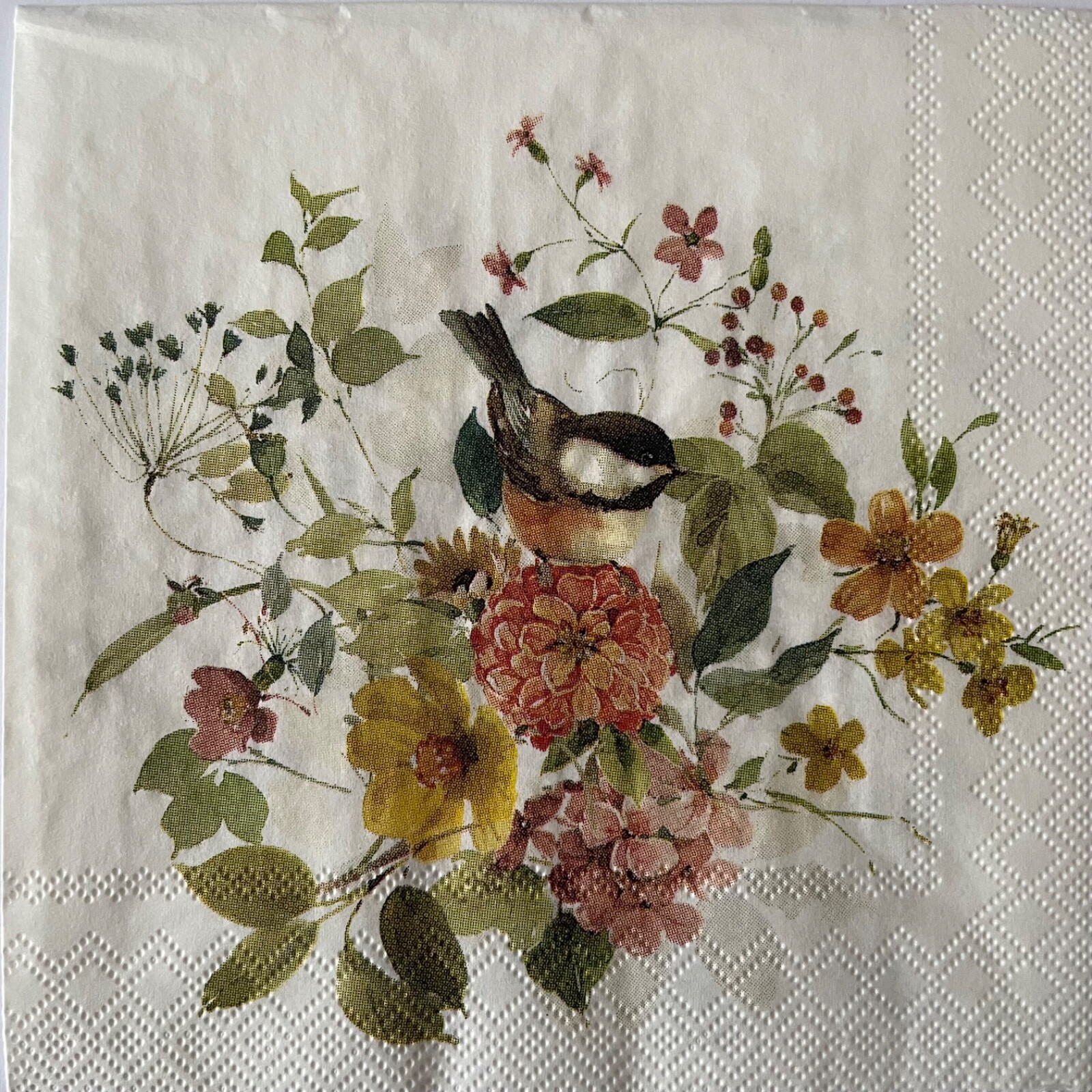 4 Cocktail paper napkins Blessed By Nature Bird Flowers Floral for decoupage