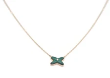 Chaumet Diamond Malachite 18K Rose Gold Pendant Necklace