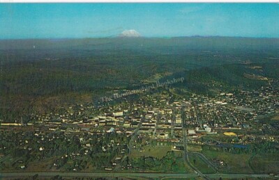 Chehalis Washington Aerial Mount Rainier USA Postkarte mit Stempel