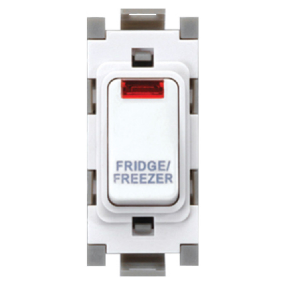 Deta G3582 Grid Switch 20 Amp Double Pole with Neon Marked Fridge/Freezer White