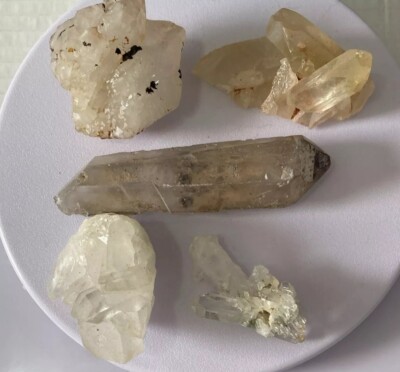 5pc Nat. Quartz Clusters Points Crystal  Clear And Himalayan must see! 