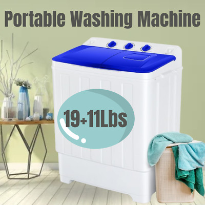 Semi-Automatic Washing Machines 30lbs Twin-Tub Washer Dryer Combo w/ Drain Pump
