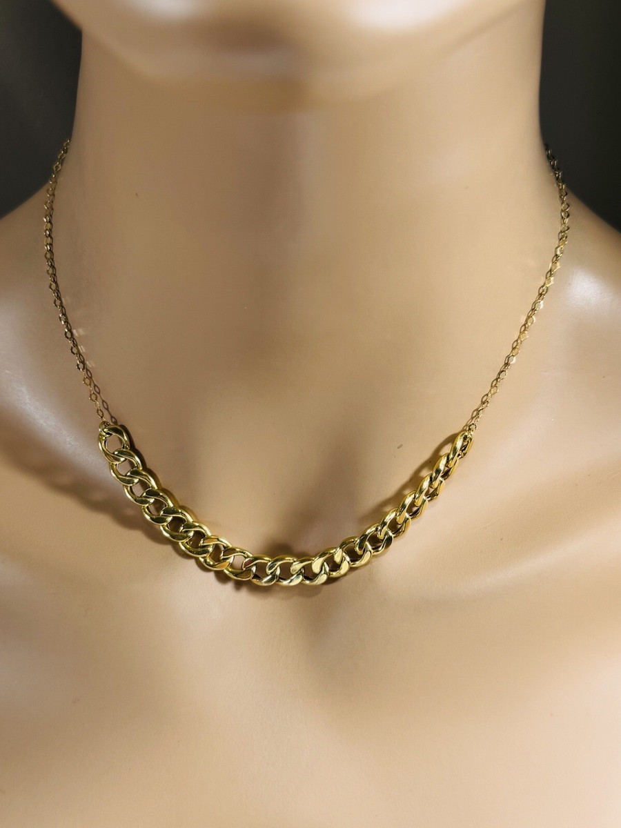 18K 750 Saudi Real Fine Yellow Gold Curb Cuban Chain