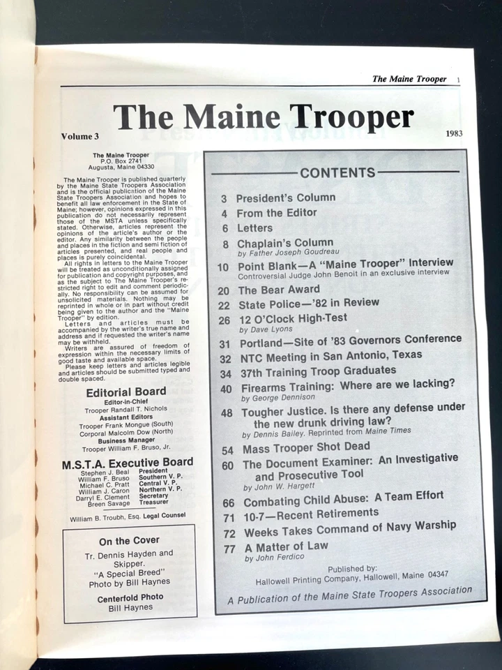 RARE VINTAGE 1983 THE MAINE TROOPER MAGAZINE "A SPECIAL BREED" COL. ALAN H.WEEKS - Image 4 of 4