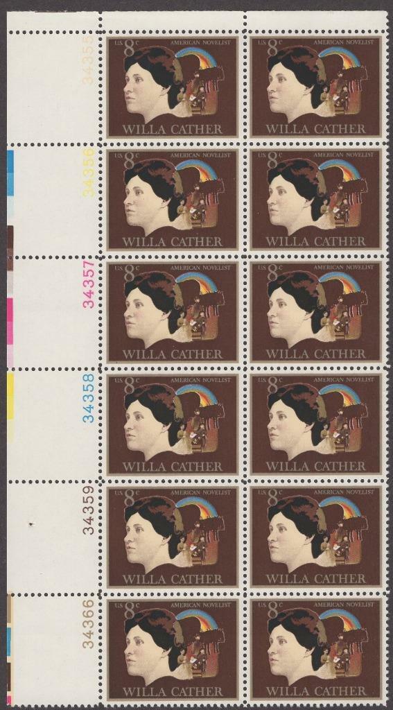 Scott # 1487 - US Plate Block Of 12 - Willa Cather - MNH - 1973