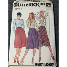 Butterick Misses Skirt Sewing Pattern Size 14 3496 - uncut